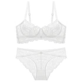 Thin Women's French-style Comfortable Small Sized Bra Underwear Suit (Option: White-75B)