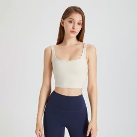 Outer Wear Sports Back Shaping Double-shoulder Strap Push Up Belly Contracting Yoga Clothes (Option: Cream White-L)