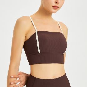 Sports Underwear Women's Shockproof Fitness Bra Camisole (Option: Milk Coffee-L)