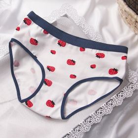 Japanese Style Purplish Blue Strawberry Underwear 5 Pack Women (Option: White Background Full Version-XL)