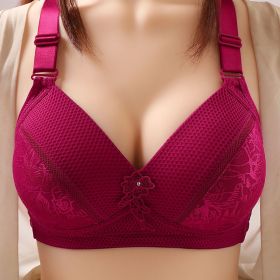Women's Large Shoulder Strap Jacquard Underwear (Option: Purplish Red-40OR90C)