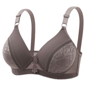 Women's Steel Wire Mesh Medium Cup Plus Size Push Up Underwear (Option: Silver Gray-40 90B)