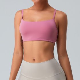 Cloud Sense Sports Underwear Thin Strap Yoga Exercise Vest (Option: Rose Red-L)