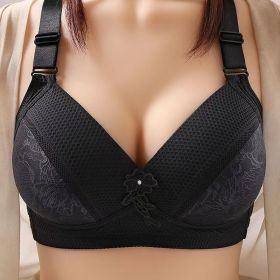 Women's Large Shoulder Strap Jacquard Underwear (Option: Black-40OR90C)